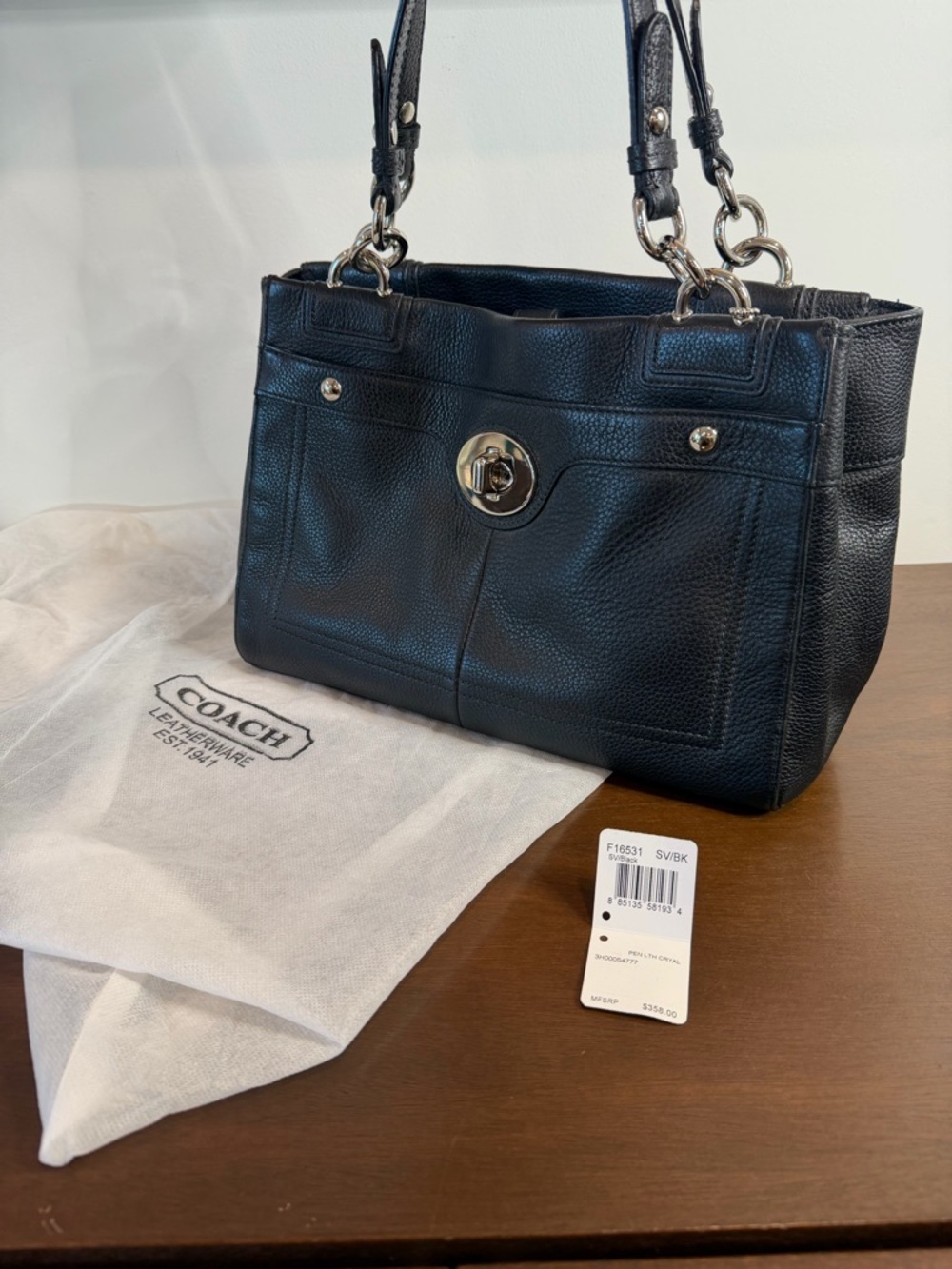Coach Penelope Black Leather Shoulder Bag F16531